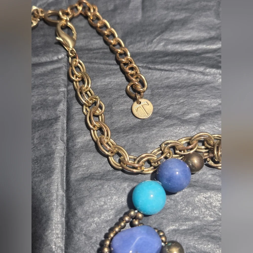 Trina Turk Blue and Turquoise Beaded Statement Necklace - Picture 2 of 2